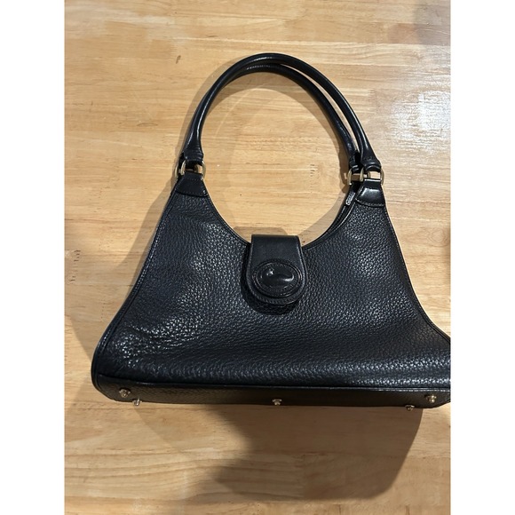 VINTAGE DOONEY & BOURKE HANDBAG- BLACK LEATHER HOBO SHOULDER BAG - Picture 1 of 16